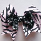 Hair Bow--Pink and Black Zebra Stripes Double Layer Bow