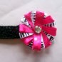 Hot Pink and Zebra Funky Boutique Hair Bow--with Headband