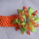 Orange and Lime Green--Funky Boutique Hair Bow--With Free Matching Headband
