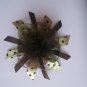 Sage Green and Brown Funky Boutique Bow with Marabou Puff--WITH FREE MATCHING HEADBAND
