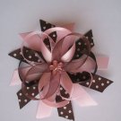 Pink and Brown Funky Boutique Bow--WITH FREE MATCHING HEADBAND
