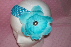 Turquoise Interchangeable Peony Flower Clip---