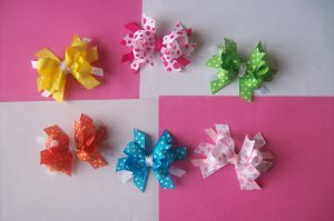 6 Boutique Style Bows---Basic Brights---Perfect for SUMMER---Great Gift Idea---