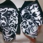 Elegant Black and White Damask Print Double Layer Hair Bow