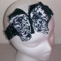 Elegant Black and White Damask Print Double Layer Hair Bow