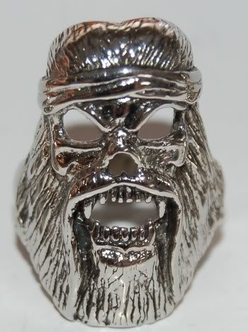 Retro Biker Mens Sterling Silver Ring Vintage Beast Creature Bigfoot Biker sz 9