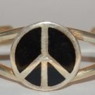 PEACE SIGN black enamel #2 Silver tone Metal Vintage Bracelet Hippi Retro PEACE SIGN black enamel #2 Silver tone Metal Vintage Bracelet Hippi Retro