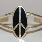 PEACE SIGN w/ black enamel Silver tone Metal Vintage Bracelet PEACE SIGN w/ black enamel Silver tone Metal Vintage Bracelet
