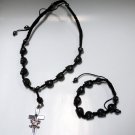 Smoke Black Skull Steel Cross Pendant Zombie Party Jewelry necklace