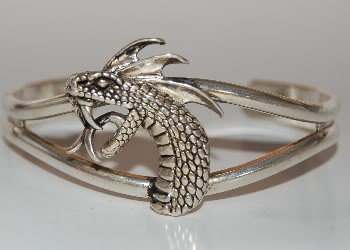 DRAGON Head Goth Biker Metal Vintage Bracelet