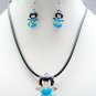 Kokeshi-Style Doll Lolita Necklace Earrings Jewelry Set BLUE