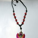 Day of the Dead Skull Large Wings Metallic Pendant Red Skulls necklace Day of the Dead Skull Large Wings Metallic Pendant Red Skulls necklace