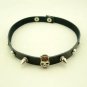 Biker/Punk Black Spiked Skull Choker Collar Necklace