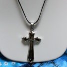 Stainless Steel Black Enamel Cross Large Pendant Necklace Stainless Steel Black Enamel Cross Large Pendant Necklace