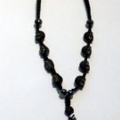 Day of the Dead Style Black Skull Metallic Cross Pendant Necklace