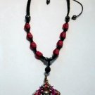 SKULLS Unique Electric Crimson Skull Ornate Cross Pendant Necklace SKULLS Unique Electric Crimson Skull Ornate Cross Pendant Necklace