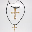 Lovely Yellow Glasswork Silver Cross Choker Necklace Lovely Yellow Glasswork Silver Cross Choker Necklace