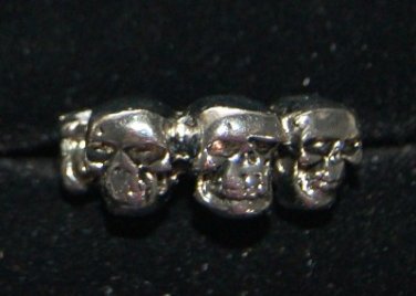 Three heads freak Skull freak Artisan Unisex Ring size 12