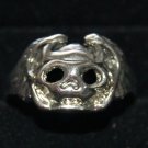 Laughing Winged Skull Biker, freak Artisan Unisex Ring size 11