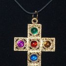 Blinged Out Art Glass Cross HIP HOP FASHION NECKLACE Blinged Out Art Glass Cross HIP HOP FASHION NECKLACE