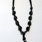 Black Skull Gemstone Necklace Steel Metallic Cross Pendant Black Skull Gemstone Necklace Steel Metallic Cross Pendant