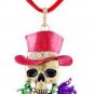 Rose/Red Vintage style Skull pendant Necklace