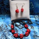 Red Skulls Goth Rocker Inspired Halloween Skull Earrings Bracelet Set Red Skulls Goth Rocker Inspired Halloween Skull Earrings Bracelet Set