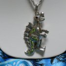 Fierce Fun Rhinestone Dinosaur White Gold Plated Pendant Necklace Fierce Fun Rhinestone Dinosaur White Gold Plated Pendant Necklace
