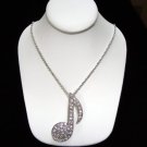 Musical Note Pendant With Rhinestones White Gold Plated necklace Musical Note Pendant With Rhinestones White Gold Plated necklace
