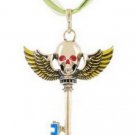 Skull Staff Pendant Lucent Yellow Green Winged Necklace Skull Staff Pendant Lucent Yellow Green Winged Necklace