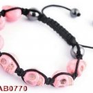 Shamballa Inspired Pink Skull Bracelet