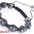 Shamballa Inspired Grey Skull Bracelet