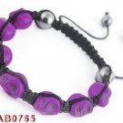 Shamballa Inspired Violet Skull Bracelet