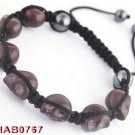 Shamballa Inspired Smoke Black Skull Bracelet
