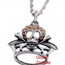 Skull Crown Pendant Yellow Rhinestone Glittery Necklace Skull Crown Pendant Yellow Rhinestone Glittery Necklace