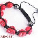 Skull Bracelet Woven Shamballa Inspired-Crimson