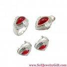 Red Agate And CZ jewelry Set