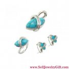 Turquoise And CZ Jewelry Set