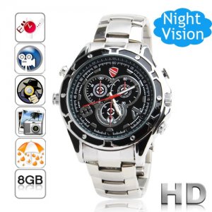 Free Shipping Sports Style Wrist Watch Hidden Camera 1080P HD Voice Active Control 8GB (F6)