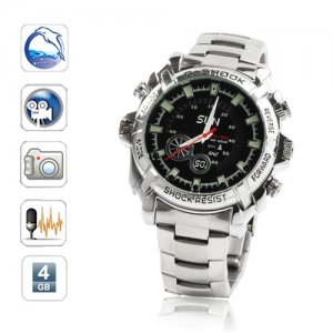 Free Shipping Men's Steel Wrist Watch Hidden Camera DVR Spy Camera Motion Sensor 1080P 4GB (W2000)