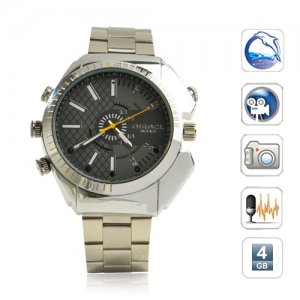 4GB Men's Metal Spy Camera Camcorder 1080P hd watch dvr Night vision Motion Detection (W4000)