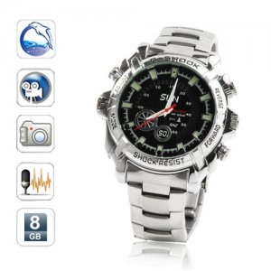 Men's Steel Wrist Watch Hidden Camera DVR Spy Camera Motion Sensor 1080P 4GB (W2000)