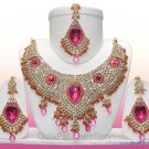 Indian Costume Bridal Jewellery Crescent Necklace Set 001 Magenta