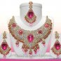Indian Costume Bridal Jewellery Crescent Necklace Set 001 Magenta