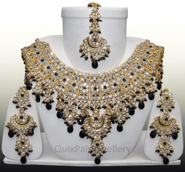 Indian Costume Jewelry Jodha Akbar Necklace Set 921 Black