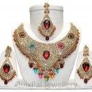 Indian Costume Bridal Jewellery Crescent Necklace Set 001 Multi