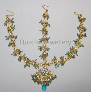 Jodha Akbar Bollywood KUNDAN Matha Patti 811 Turquoise