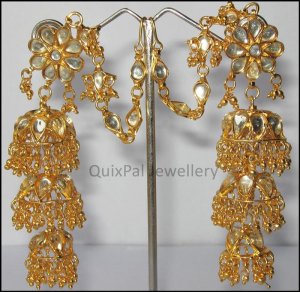 3-Step Jhumki Earring 300 - Golden