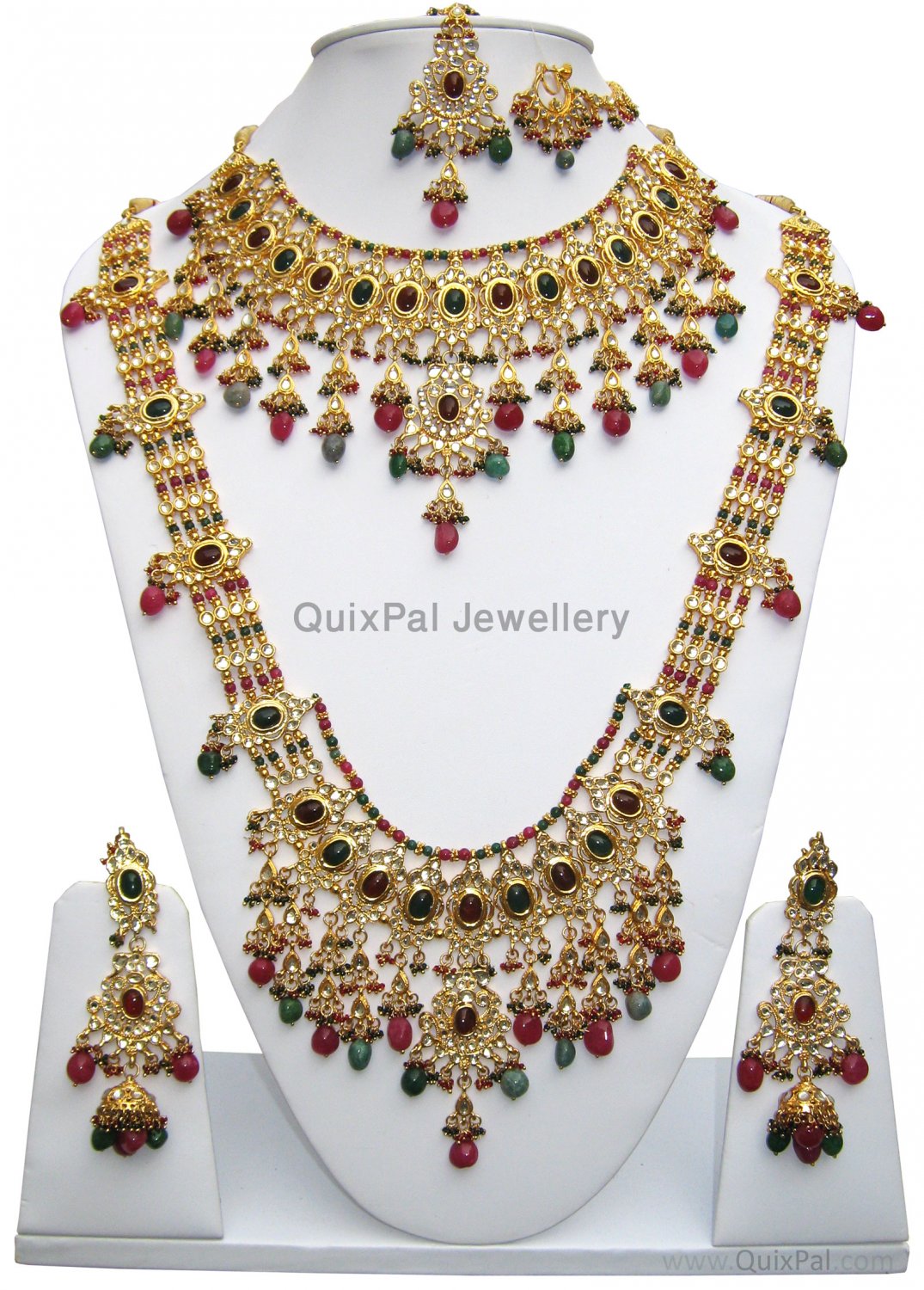 Indian Costume Jewelry MultiStone Bridal Set 706 Multi