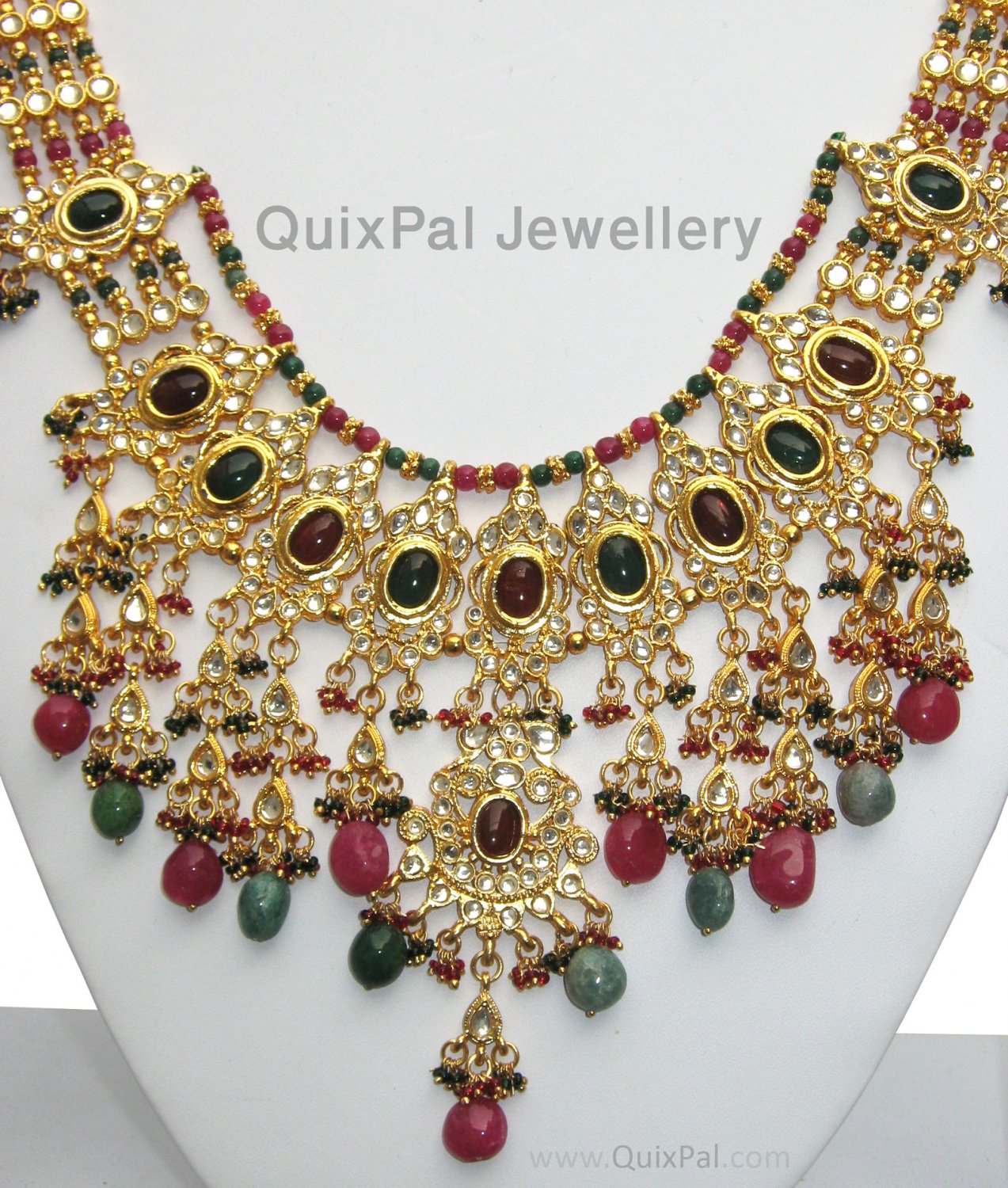 Indian Costume Jewelry Multi Stone Bridal Set 706 Multi 7043